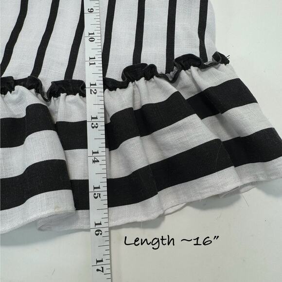 Strappy Cami Babydoll Tank Top M Ruffle Keyhole Y2K Beachy Nautical Black White - Picture 7 of 11